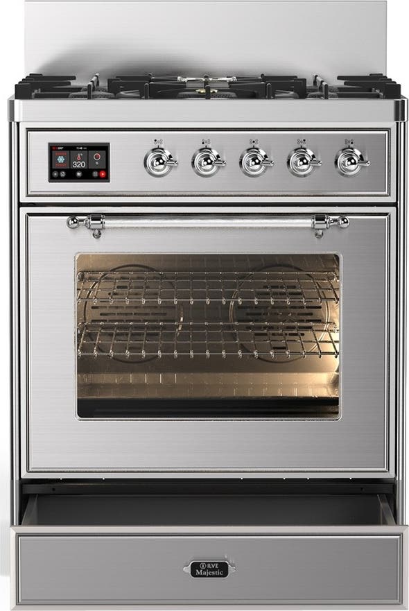 Ilve UM30NR3SSC Stainless Steel With Chrome Trim, Natural Gas