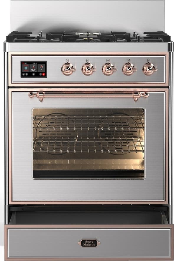 Ilve UM30NR3SSPLP Stainless Steel With Copper Trim, Liquid Propane