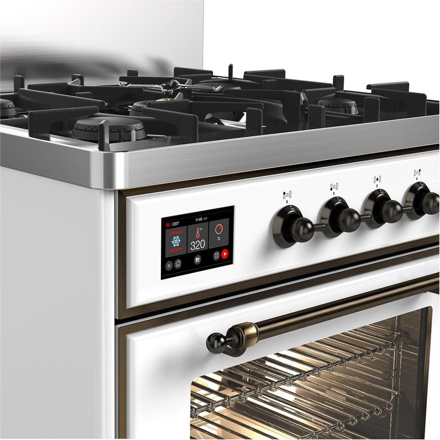 Ilve UM30NR3WHBLP White With Burnished Trim, Liquid Propane