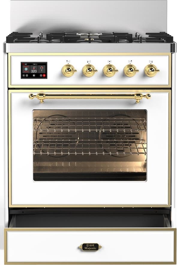 Ilve UM30NR3WHGLP White With Brass Trim, Liquid Propane