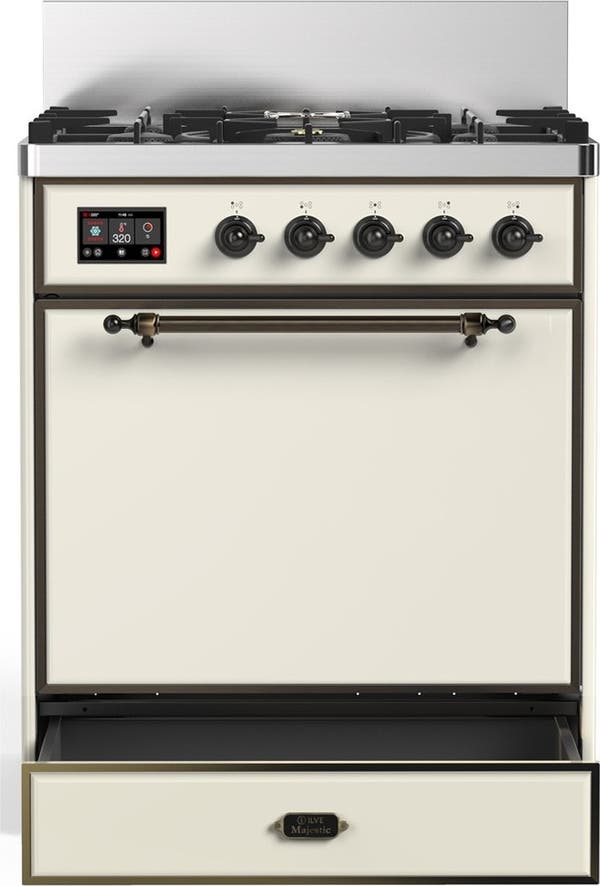 Ilve UM30QNR3AWBLP Antique White With Burnished Trim, Liquid Propane