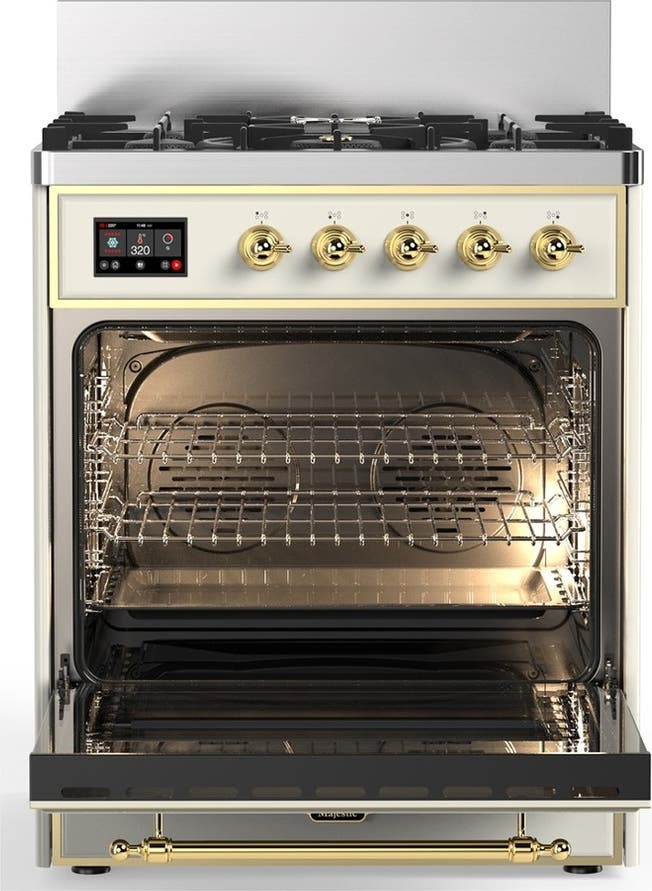 Ilve UM30QNR3AWGLP Antique White With Brass Trim, Liquid Propane