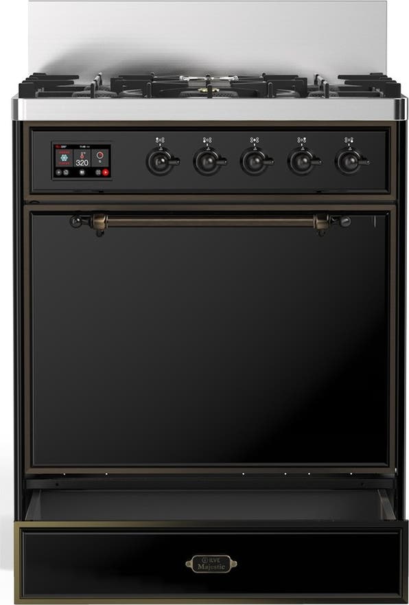 Ilve UM30QNR3BKBLP Glossy Black With Burnished Trim, Liquid Propane