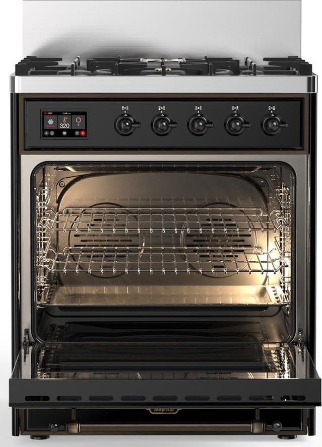 Ilve UM30QNR3BKBLP Glossy Black With Burnished Trim, Liquid Propane