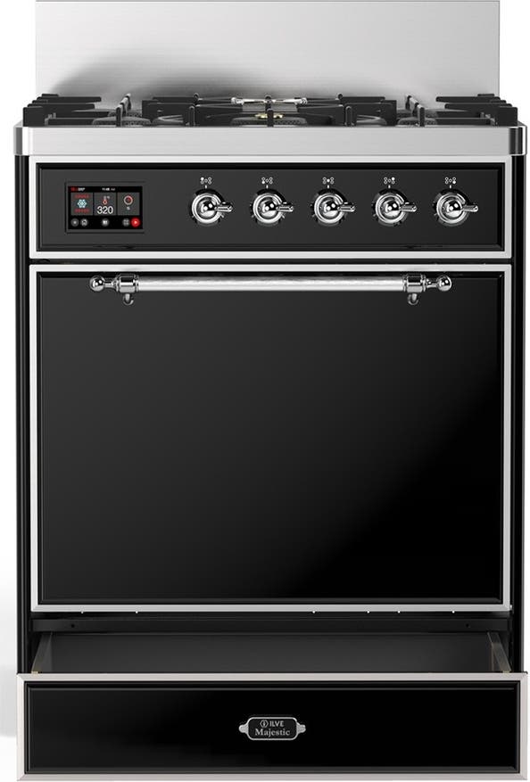 Ilve UM30QNR3BKC Glossy Black With Chrome Trim, Natural Gas
