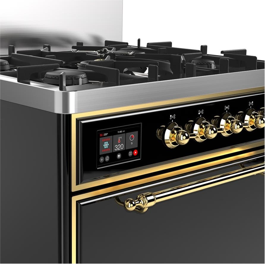 Ilve UM30QNR3BKG Glossy Black With Brass Trim, Natural Gas