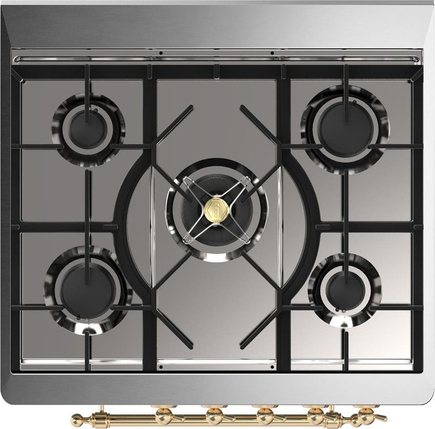 Ilve UM30QNR3BKGLP Glossy Black With Brass Trim, Liquid Propane