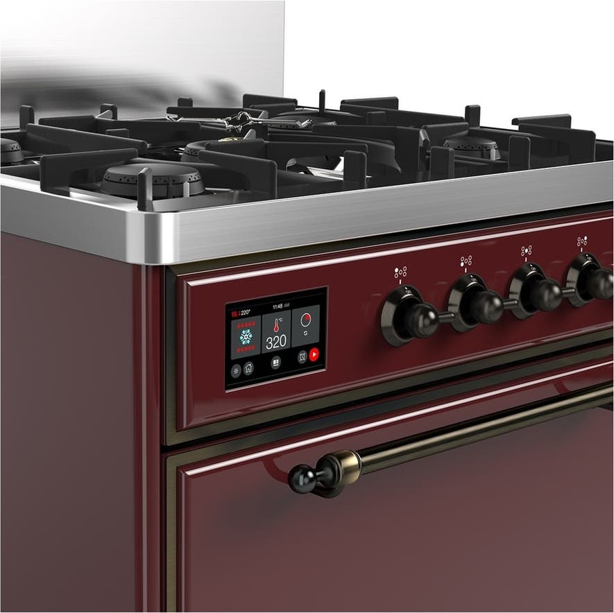 Ilve UM30QNR3BUB Burgundy With Burnished Trim, Natural Gas