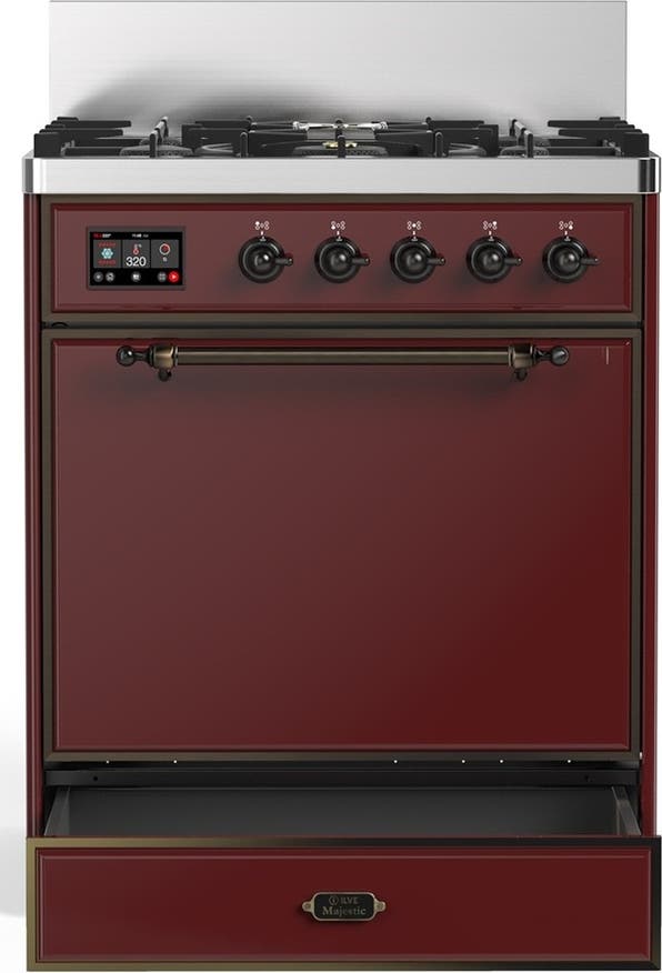 Ilve UM30QNR3BUB Burgundy With Burnished Trim, Natural Gas