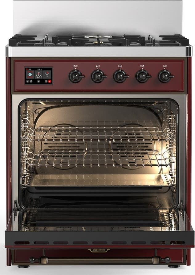 Ilve UM30QNR3BUBLP Burgundy With Burnished Trim, Liquid Propane
