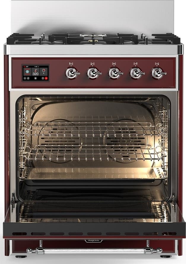 Ilve UM30QNR3BUC Burgundy With Chrome Trim, Natural Gas