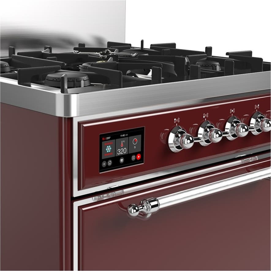 Ilve UM30QNR3BUCLP Burgundy With Chrome Trim, Liquid Propane