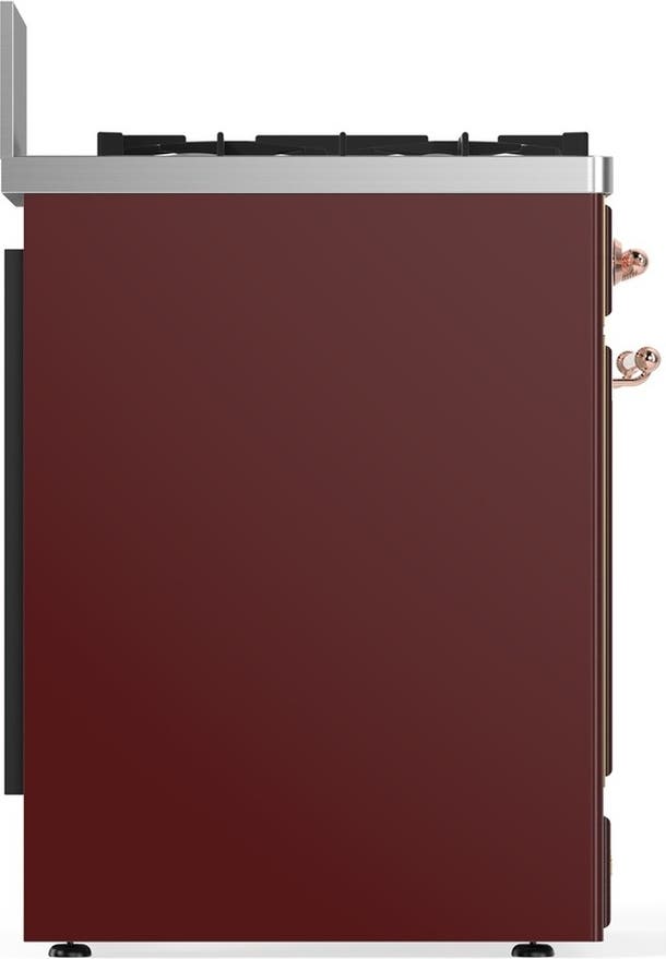 Ilve UM30QNR3BUPLP Burgundy With Copper Trim, Liquid Propane