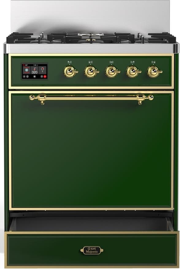 Ilve UM30QNR3EGG Emerald Green With Brass Trim, Natural Gas