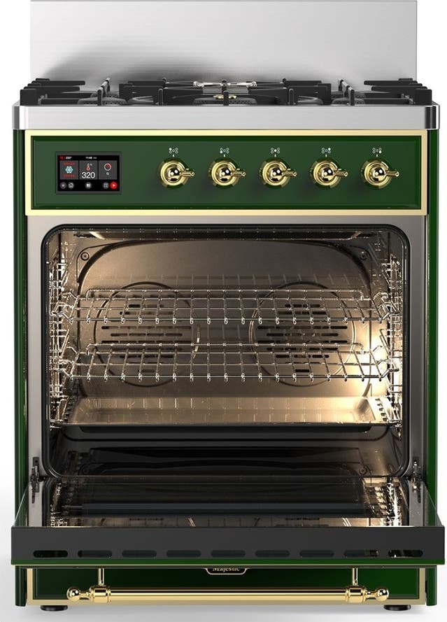 Ilve UM30QNR3EGGLP Emerald Green With Brass Trim, Liquid Propane