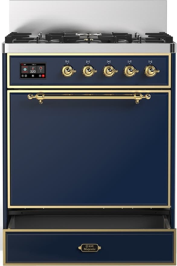Ilve UM30QNR3MBGLP Midnight Blue With Brass Trim, Liquid Propane