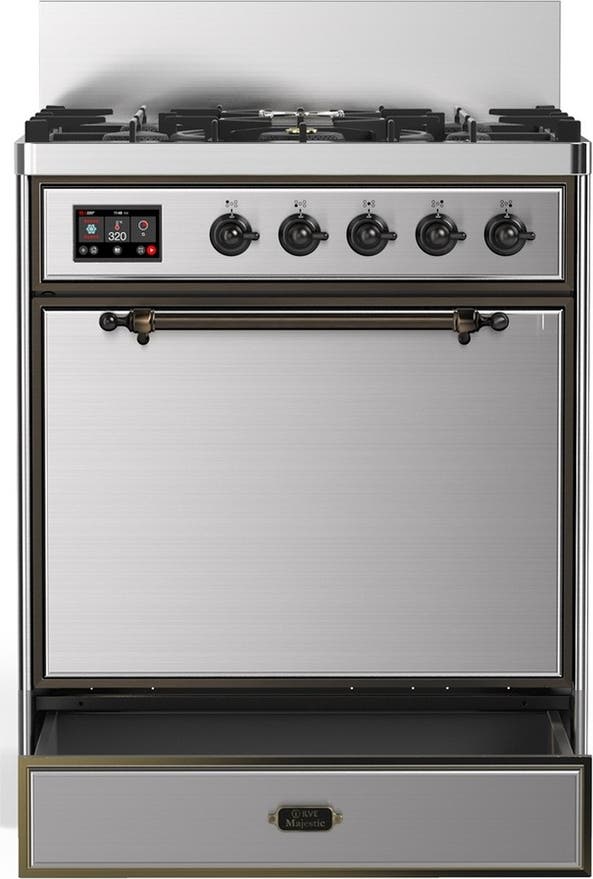Ilve UM30QNR3SSBLP Stainless Steel With Burnished Trim, Liquid Propan...