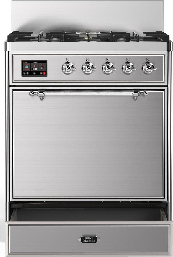 Ilve UM30QNR3SSC Stainless Steel With Chrome Trim, Natural Gas