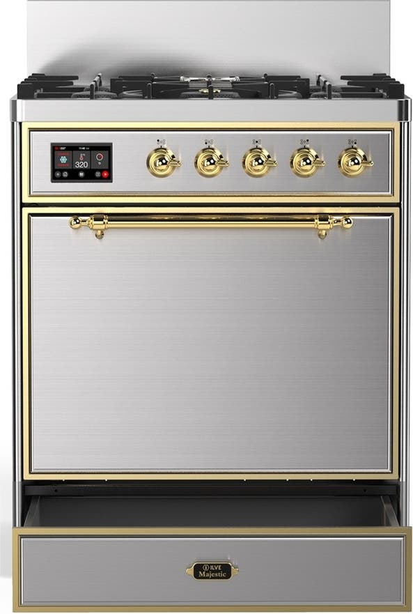 Ilve UM30QNR3SSG Stainless Steel With Brass Trim, Natural Gas