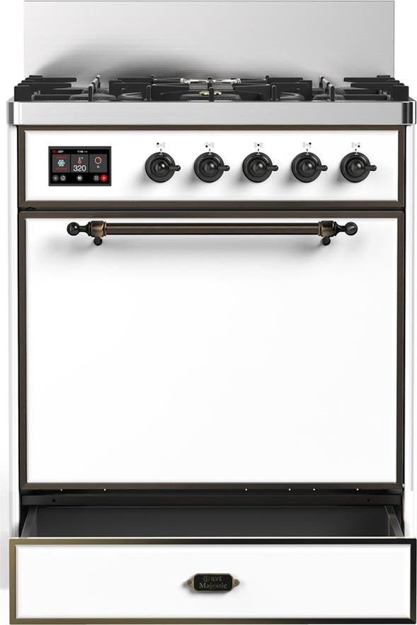 Ilve UM30QNR3WHBLP White With Burnished Trim, Liquid Propane