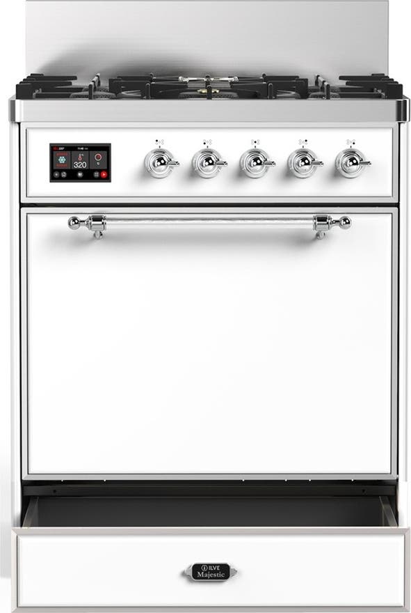 Ilve UM30QNR3WHCLP White With Chrome Trim, Liquid Propane