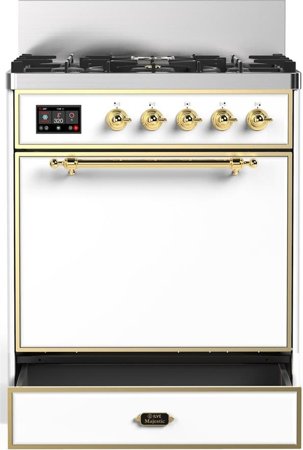 Ilve UM30QNR3WHGLP White With Brass Trim, Liquid Propane