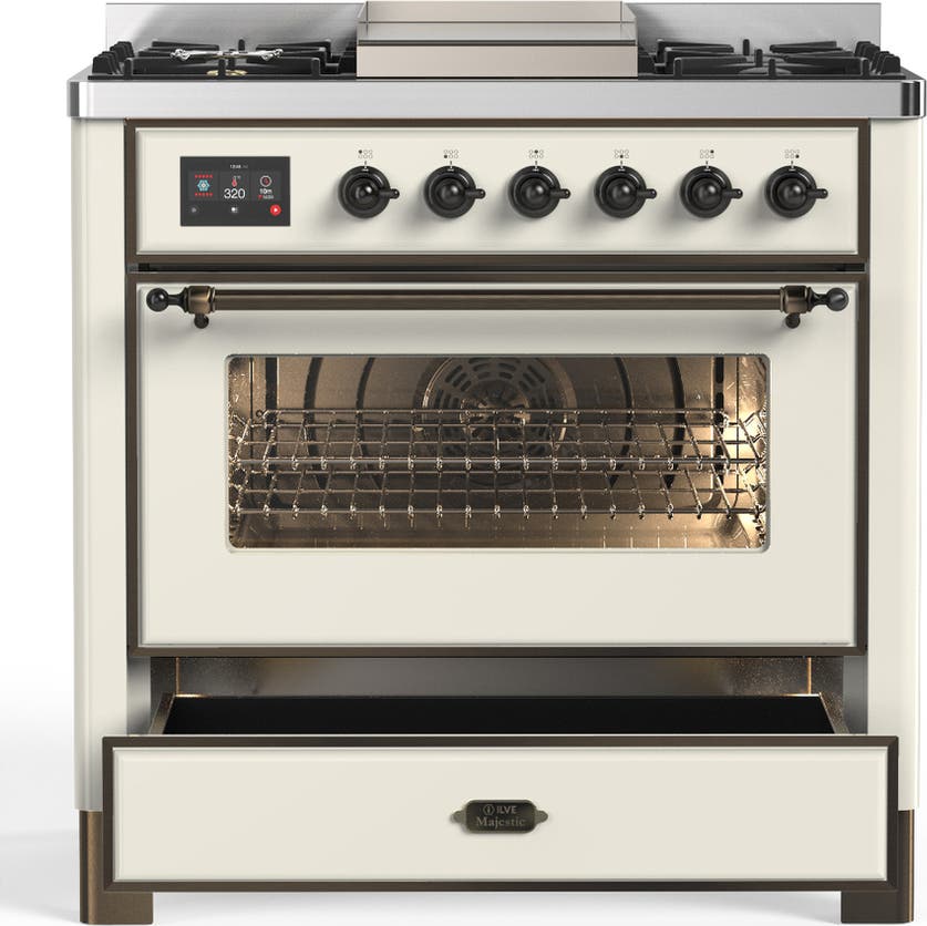 Ilve UM36FNR3AWBLP Antique White With Burnished Trim, Liquid Propane