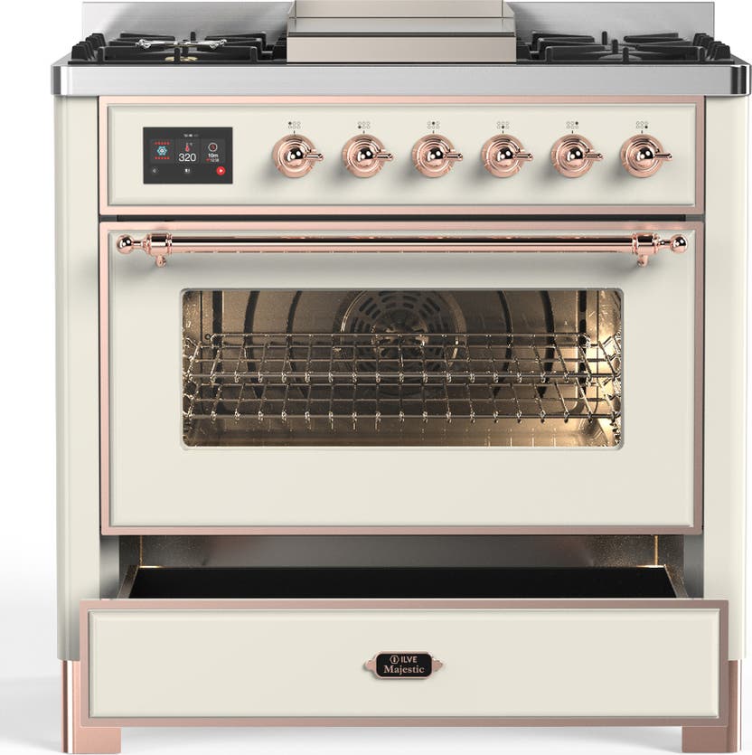 Ilve UM36FNR3AWPLP Antique White With Copper Trim, Liquid Propane