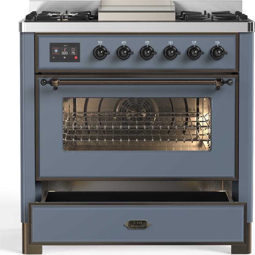Ilve UM36FNR3BGB Blue Grey With Burnished Trim, Natural Gas