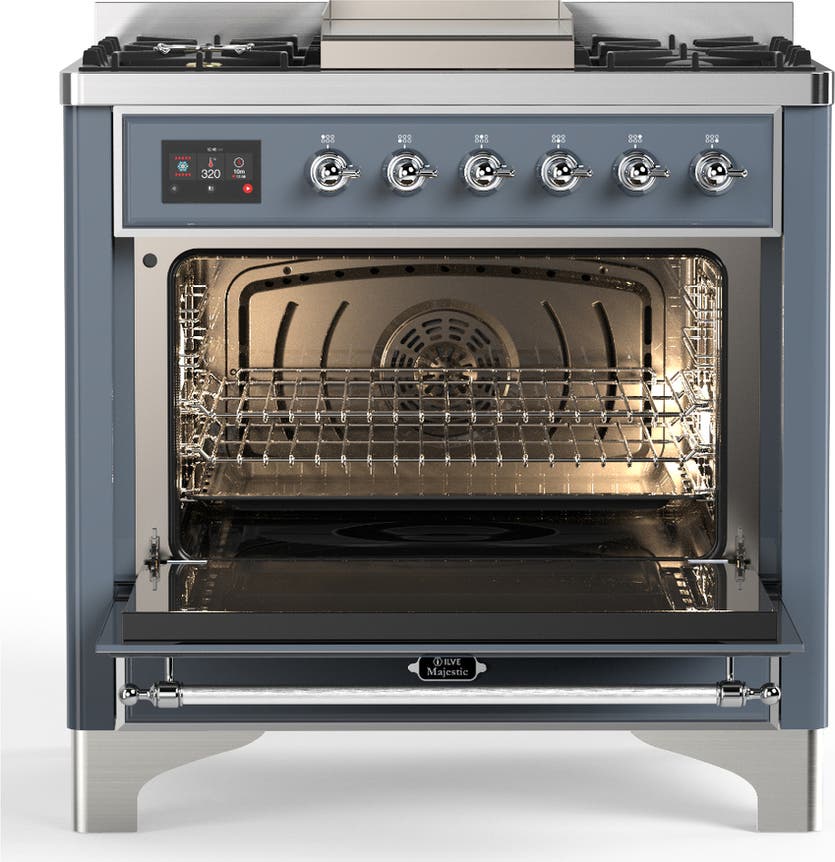 Ilve UM36FNR3BGC Blue Grey With Chrome Trim, Natural Gas