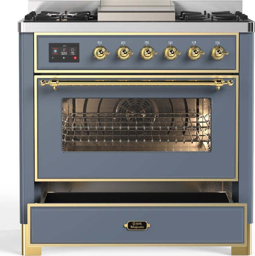 Ilve UM36FNR3BGG Blue Grey With Brass Trim, Natural Gas