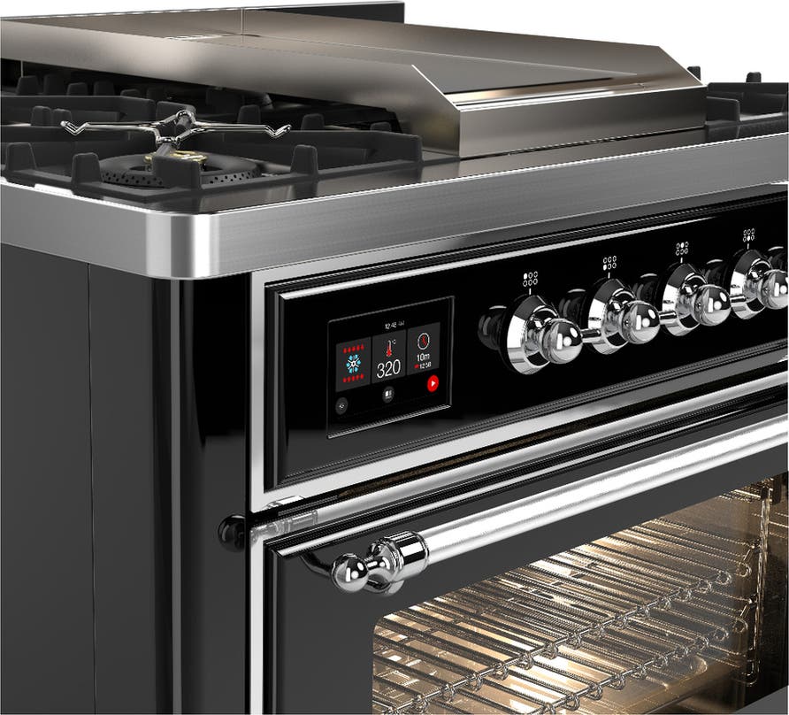 Ilve UM36FNR3BKC Glossy Black With Chrome Trim, Natural Gas