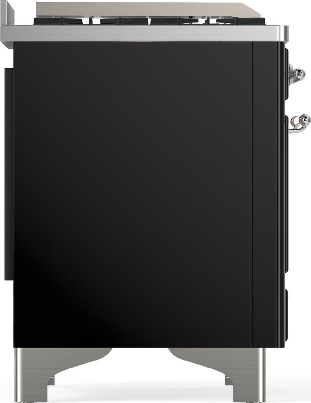 Ilve UM36FNR3BKC Glossy Black With Chrome Trim, Natural Gas