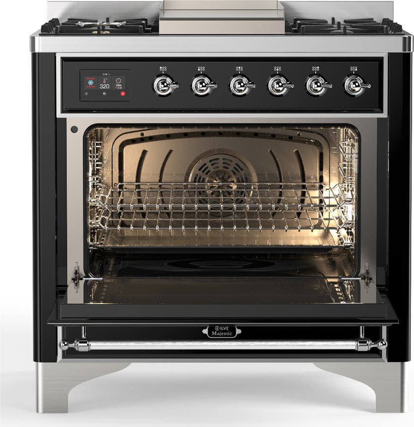 Ilve UM36FNR3BKCLP Glossy Black With Chrome Trim, Liquid Propane