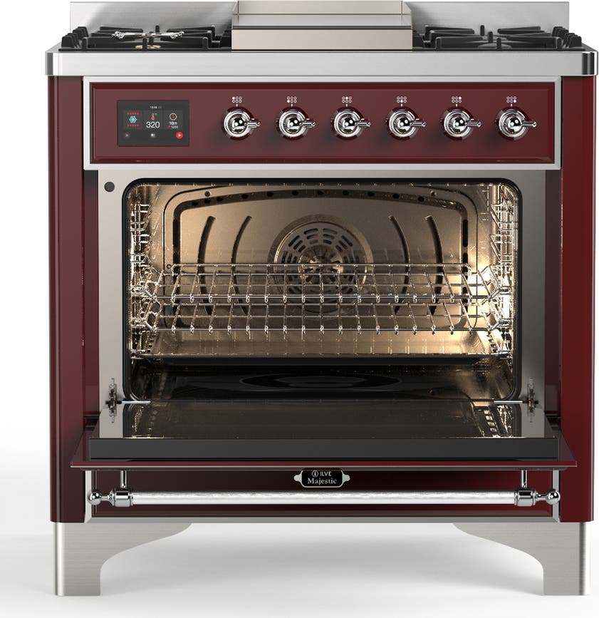 Ilve UM36FNR3BUC Burgundy With Chrome Trim, Natural Gas
