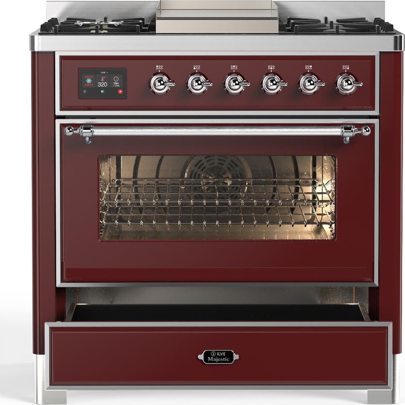Ilve UM36FNR3BUC Burgundy With Chrome Trim, Natural Gas
