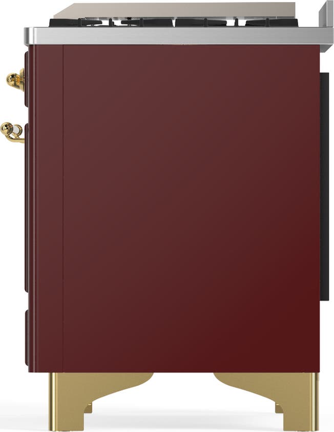 Ilve UM36FNR3BUG Burgundy With Brass Trim, Natural Gas