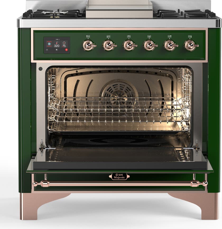 Ilve UM36FNR3EGPLP Emerald Green With Copper Trim, Liquid Propane