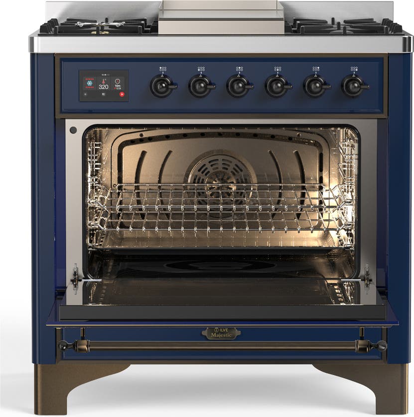 Ilve UM36FNR3MBB Midnight Blue With Burnished Trim, Natural Gas