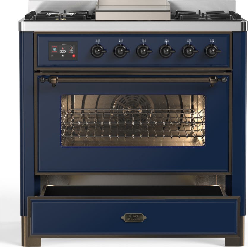 Ilve UM36FNR3MBB Midnight Blue With Burnished Trim, Natural Gas
