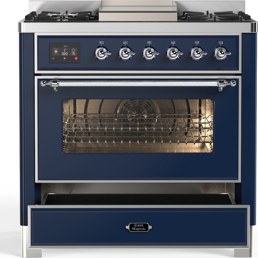 Ilve UM36FNR3MBCLP Midnight Blue With Chrome Trim, Liquid Propane