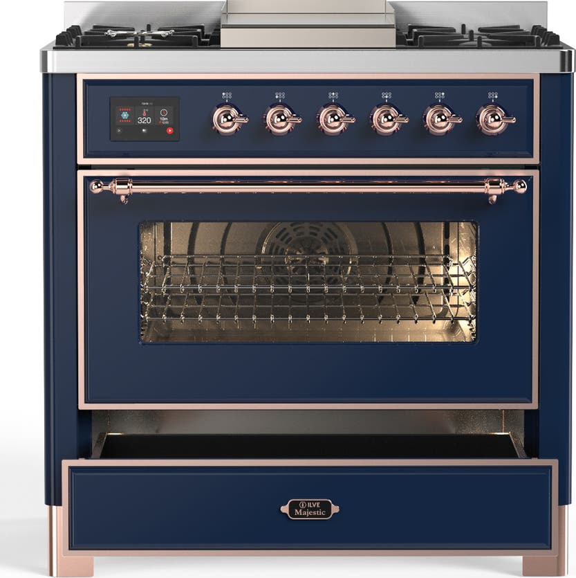 Ilve UM36FNR3MBPLP Midnight Blue With Copper Trim, Liquid Propane