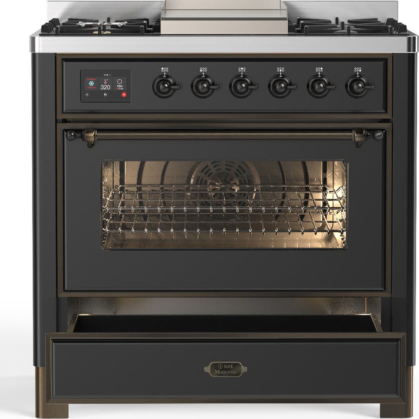 Ilve UM36FNR3MGBLP Matte Graphite With Burnished Trim, Liquid Propane