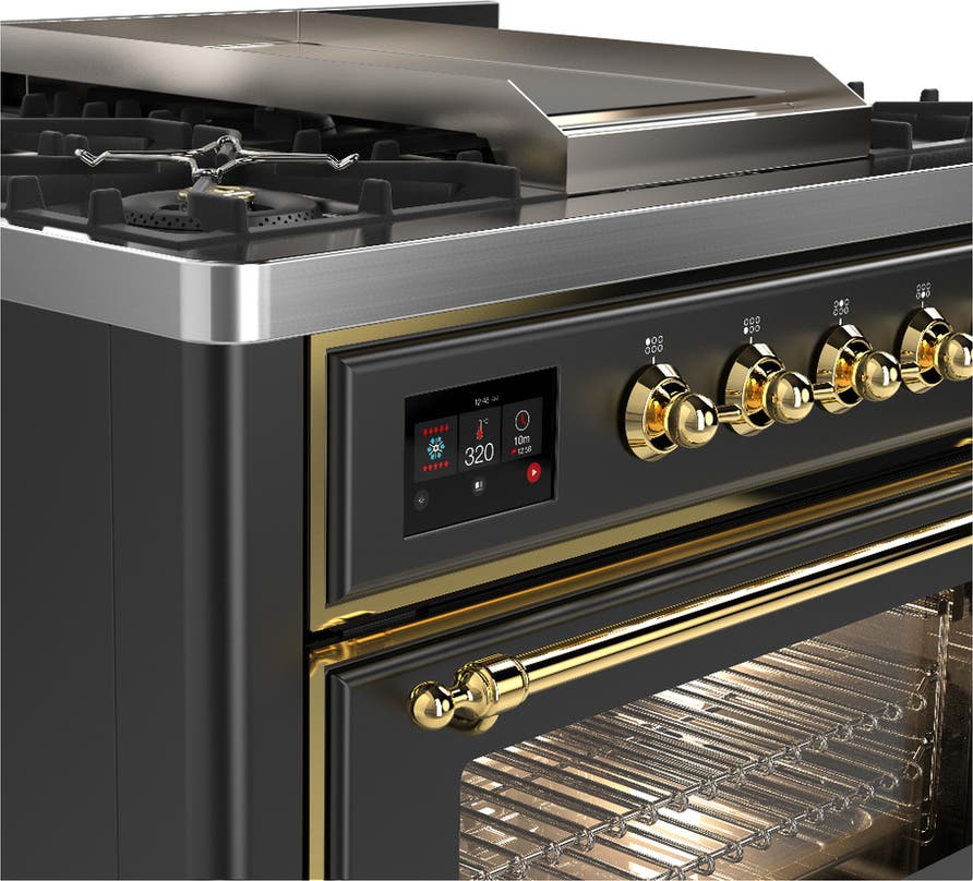 Ilve UM36FNR3MGG Matte Graphite With Brass Trim, Natural Gas