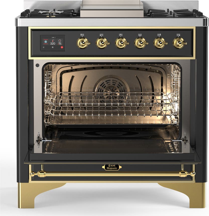 Ilve UM36FNR3MGGLP Matte Graphite With Brass Trim, Liquid Propane