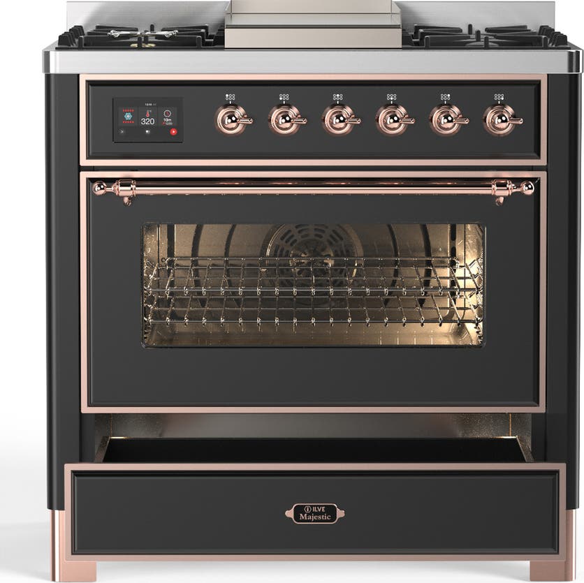 Ilve UM36FNR3MGP Matte Graphite With Copper Trim, Natural Gas