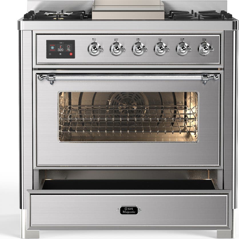 Ilve UM36FNR3SSCLP Stainless Steel With Chrome Trim, Liquid Propane