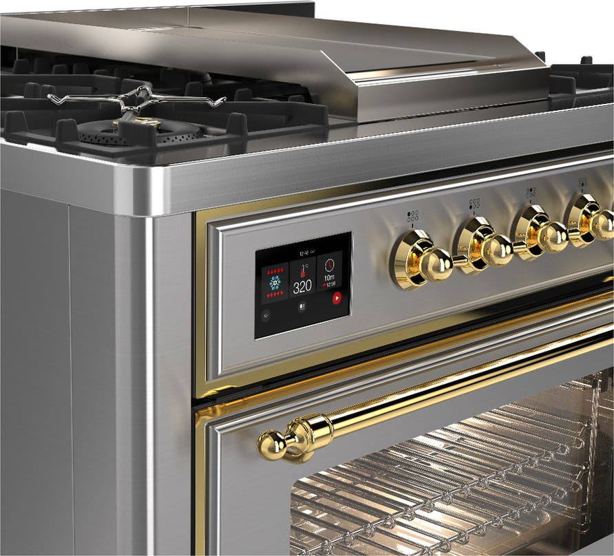 Ilve UM36FNR3SSG Stainless Steel With Brass Trim, Natural Gas