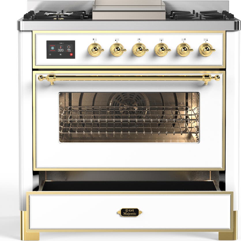 Ilve UM36FNR3WHG White With Brass Trim, Natural Gas