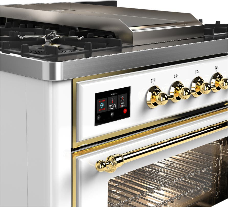 Ilve UM36FNR3WHG White With Brass Trim, Natural Gas